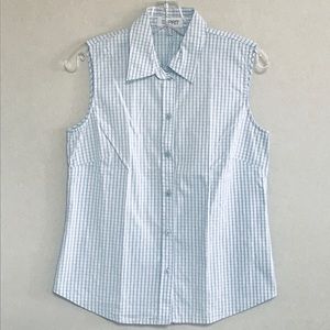 ESPRIT LIGHT BLUE PLAID COLLARED BUTTON UP SHIRT